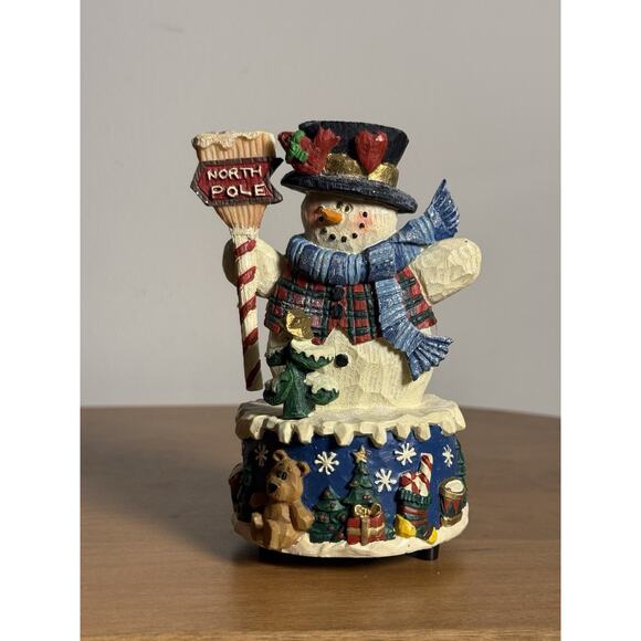 Rare Vintage St. Nicholas Square Musical Snowman Figurine with Box - Picture 2 of 6